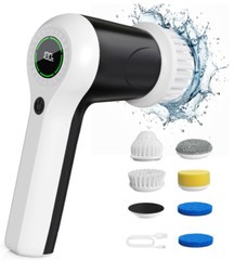 Electric Spin Scrubber, Cordless Cleaner with 6 Heads for Bath/Sink/Window