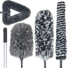 Feather Duster Kit with 5.6Ft Extension Pole, 4 Dusting Brush for Cleaning Home