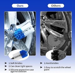 Soft Drill Wheel Cleaner Brush, Drill Brush for Car Wheel, N Color: Blue+white
