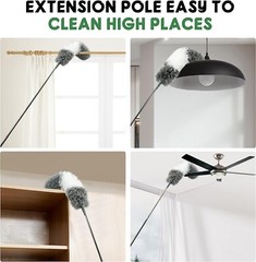 Microfiber Feather Duster Cleaning Extra Long Extendable Ceiling Fan Brush Pole