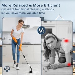 Electric Spin Scrubber, Power Shower Cleaning Brush with Long Handle | Cordle…