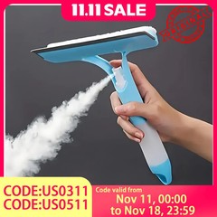 3-in-1 Window Cleaning Squeegee Spray Bottle Kit Streak-Free Glass Scrubber Blue