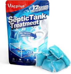 Septic Tank Treatment 12 Pcs for 1 Year Supply Dissolvable Packs Easy Operation