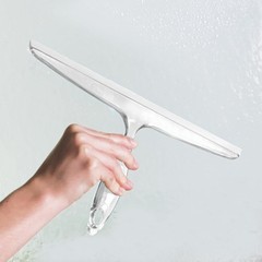 Clear Plastic Bath Squeegee for Shower Glass with Suction Cup Hook Holder
