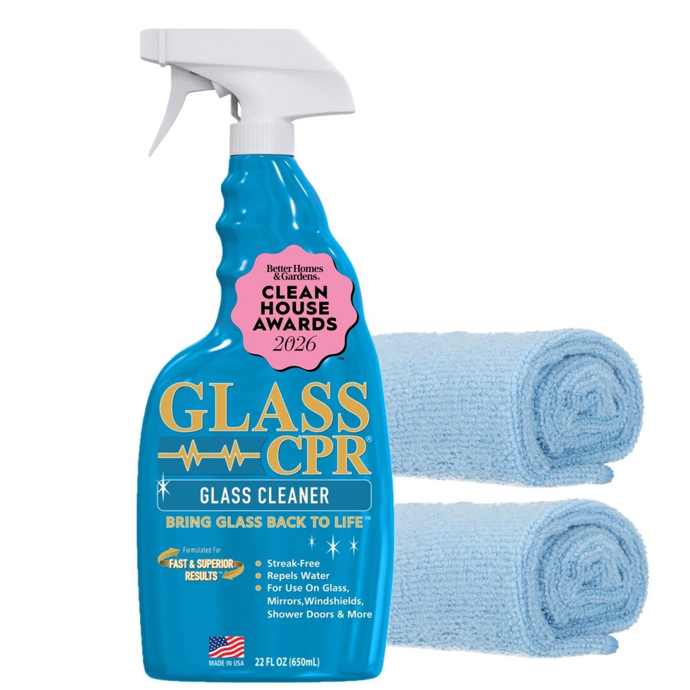 Glass 2-in-1 Glass Cleaner and Water Repellent, 22 oz Spray plus 2 Microfiber…