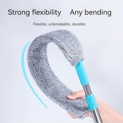 Retractable Gap Duster with 60″ Pole – Flexible Microfiber Brush for Appliances,