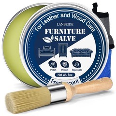 Leather & Wood Furniture Salve 8oz with Brush & Towel – Polisher & Conditioner