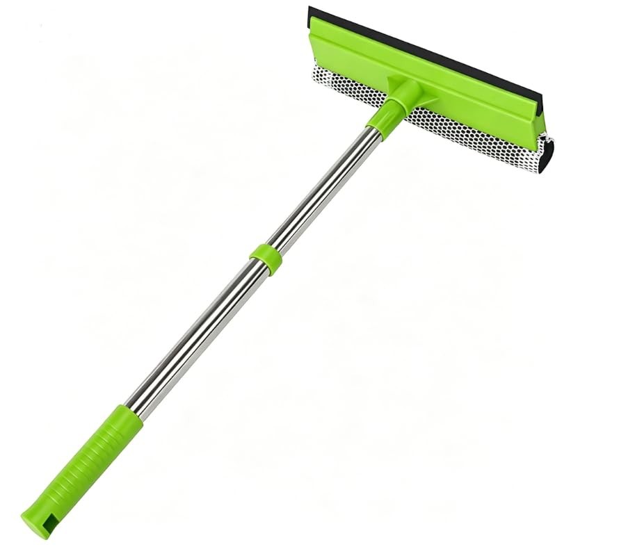 Window Squeegee with 15.7″-27.5″ Retractable Stainless Steel Handle, 2-in-1 W…