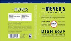 Mrs. Meyer’s Clean Day Lemon Verbena Liquid Dish Soap Cruelty Free