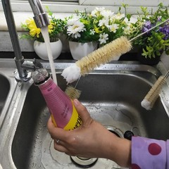 Stainless Steel Soda Bottle Cleaning Brush in Natural Boar Bristle Wool Tip L…