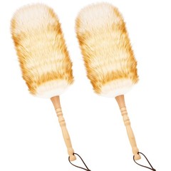 Lambswool Duster for Cleaning with Solid Wooden Handle Leather Hang Strap 19….