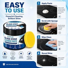 Glass Stove Cleaner Paste with Sponge, Electric Stove Top Cleaner