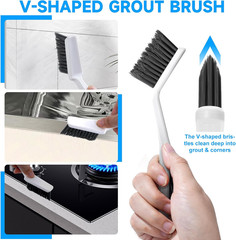 14Pcs Crevice Cleaning Brush Set, V Shape Grout Cleaner Brush for Deep Cleaning