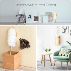 Lambswool Duster Soft Cleaning Tool Wooden Handle Multi-Purpose Dusting Feather