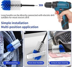 Soft Drill Wheel Cleaner Brush, Drill Brush for Car Wheel, N Color: Blue+white