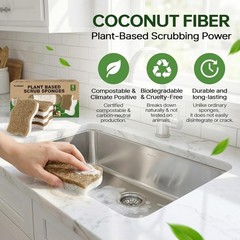 9 Pack Kickleen Biodegradable Natural Kitchen Sponges – Compostable Cellulose