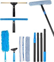 Swivel Squeegee Kit with 4 Extension Poles Glass Scraper Bendable Duster 2