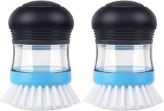 Multi-Use Soap Dispensing Brush in Navy/Blue for Easy Kitchen Cleanup Pack of 2
