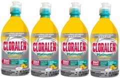4 PACK- Cloralen Platinum 3-in 1 Power Liquid Bleach Gel, Lemon Fresh 20.29 Oz.