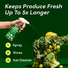 Cleanboss Eat Cleaner Triple-Action Fruit + Veggie Wash Refill – 64 Oz – Removes