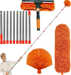 20+ Ft High Reach Duster Kit Extension Pole Ceiling Fan Cobweb Cleaner
