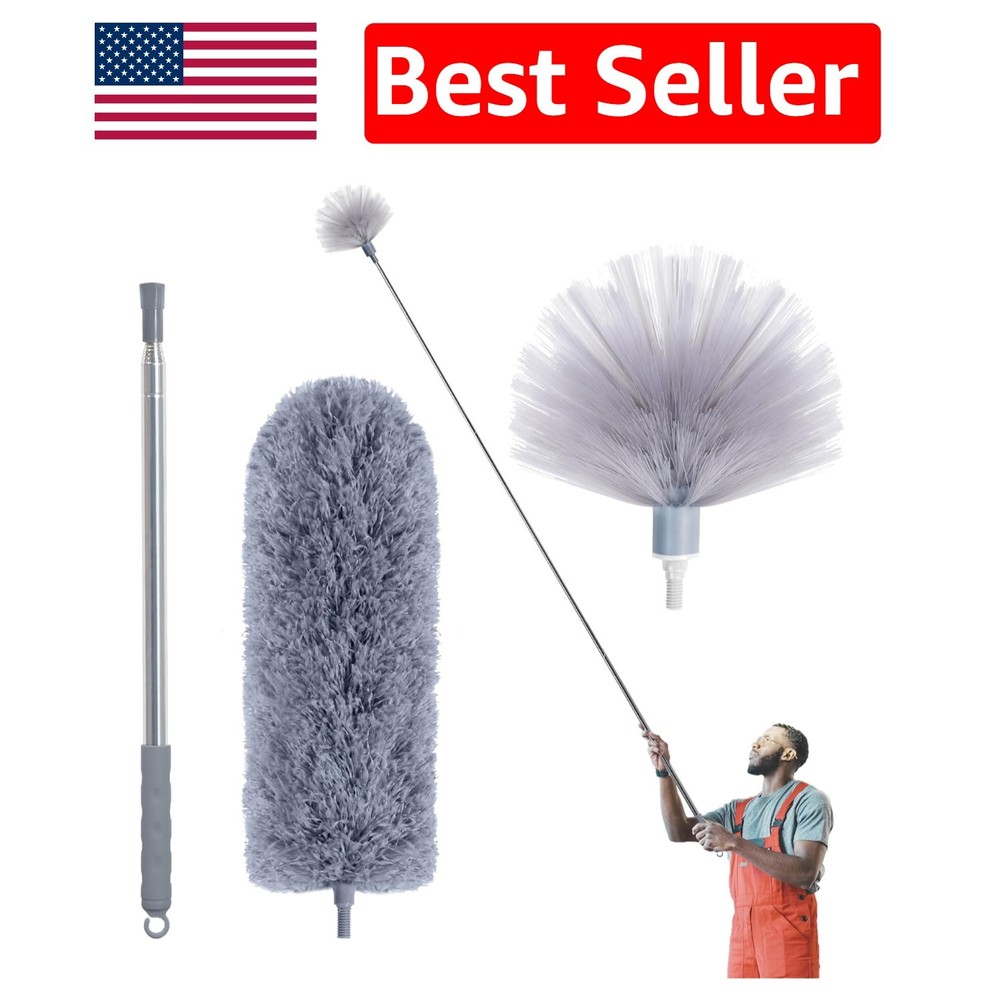 Professional-Grade Cobweb Duster with Extendable Telescoping Pole – Eco-Friendly