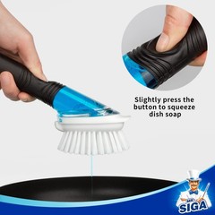 MR.SIGA Soap Dispensing Dish Brush, Kitchen Brush for Pot Pan Sink Cleaning, …