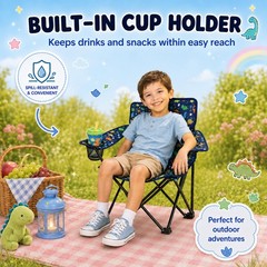 Playful Dinosaurs Kids Folding Camp Chair – Lightweight Portable Toddler Beac…