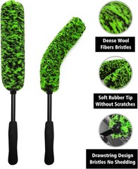 4PCS Car Wheel Cleaning Kit, 360° Bendable Wheel Brush with Boar Hair Detail…