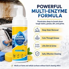 All-Purpose Spray 150ml with Sponge & Towel,4-in-1 Multi-Enzyme Foam Cleaner