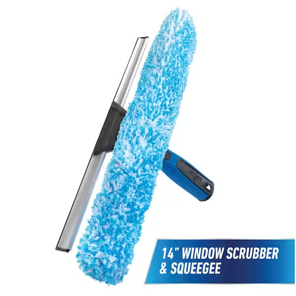 14″ 2-in-1 Window Cleaner Squeegee Scrubber Tool Streak Free Glass Washer
