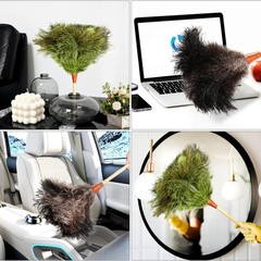 16inch Natural Good Ostrich Feather Duster with Handle, Electrostatic Dust Re…