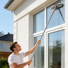 Window Squeegee with Extension Pole 2-in-1 Window Cleaning Kit Professional W