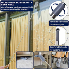 20 Ft+ High Reach Cobweb Dusting Kit with 3-14 Ft Extension Pole/Spider Web Brus