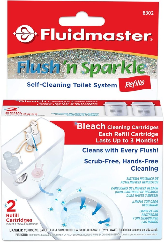 Fluidmaster 8302P8 Flush ‘n Sparkle Automatic Toilet 2 Count (Pack of 1), _