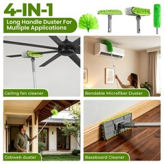 Ceiling Fan Cleaner Duster with 77″ Pole, 4-in-1 Microfiber & Chenille Tool, Ben