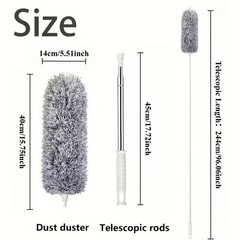 Microfiber Duster Extension Pole Retractable Washable Dusting Cleaning Tool