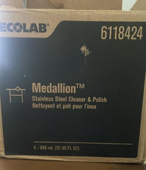 6PK/1CS Ecolab 6118424 Medallion Stainless Steel Cleaner/Polish EXP. 2026