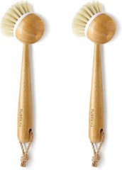 Dish Brush With Handle Natural Bamboo Dish Scrubber Brush Kitchen Dishwashing Br