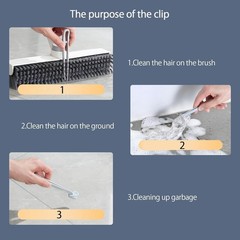 Floor Scrub Brush with Long Handle 3 in 1 Grout Cleaner Squeegee Heavy Duty