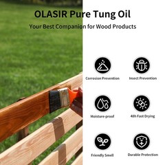 8 oz 100% Natural Pure Tung Oil for Wood Finishing Food Grade Safe, Waterproo…