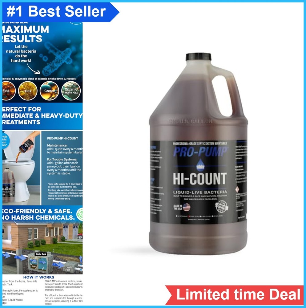 Septic Tank Treatment Liquid 1 Gallon Concentrated Waste Digester Safe for Home