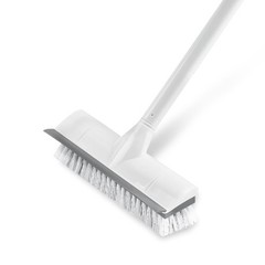 Floor Scrub Brush with Long Handle, 2 in 1 Scrape and Brush, Stiff Bristles f…