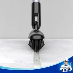MR SIGA Heavy Duty Grout Scrub Brush with Long Handle Shower Floor Scrubber for
