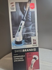 SWISSBRAND Rechargeable Cordless Electric Turbo Spin Brush Scrubber Cleaner