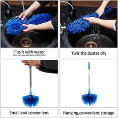 Microfiber Ceiling Fan Duster & Cobweb Cleaning Brush Cleaner Kit Extension Pole
