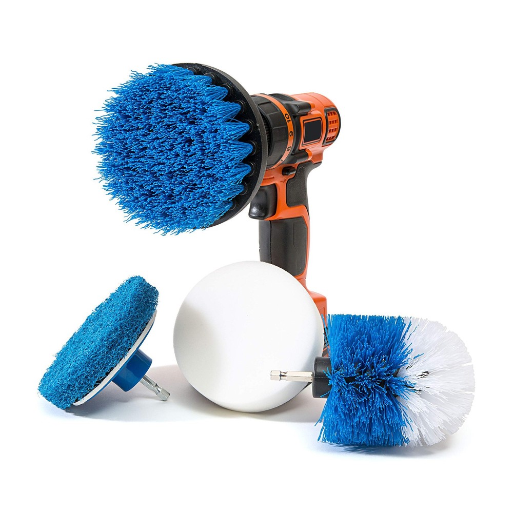 4 Piece Scrub Brush Power Drill Attachments-All Purpose Time Saving Kit-Perfe…