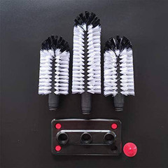 10.43 In. Nylon Cleaning Bottle Brush Glass Cup Washer with Suction Base 3 Head