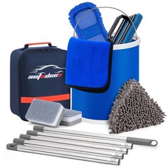 Boat Wash Cleaning Kit with Wet Dry Mop Collapsible Bucket Boat Scrubbing Bru…