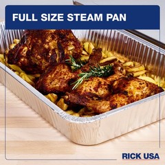 RICK USA Full Size Steam Pan – 10 Pack 19.5×11.6″ Disposable Aluminum Foil